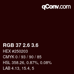 カラーコード: RGB 37 2.6 3.6 | qconv.com
