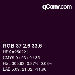 カラーコード: RGB 37 2.6 33.6 | qconv.com