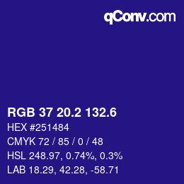 カラーコード: RGB 37 20.2 132.6 | qconv.com