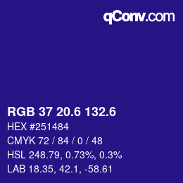 カラーコード: RGB 37 20.6 132.6 | qconv.com