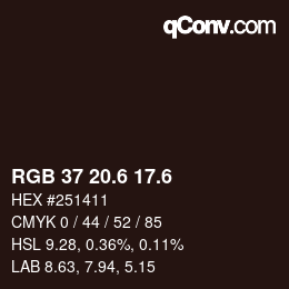 カラーコード: RGB 37 20.6 17.6 | qconv.com