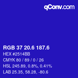 カラーコード: RGB 37 20.6 187.6 | qconv.com