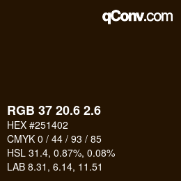 カラーコード: RGB 37 20.6 2.6 | qconv.com