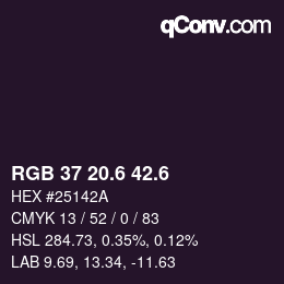 カラーコード: RGB 37 20.6 42.6 | qconv.com
