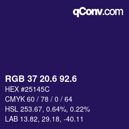 カラーコード: RGB 37 20.6 92.6 | qconv.com