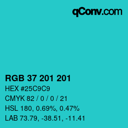 Color code: RGB 37 201 201 | qconv.com