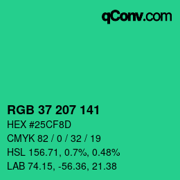 カラーコード: RGB 37 207 141 | qconv.com
