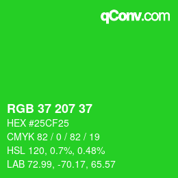 Color code: RGB 37 207 37 | qconv.com