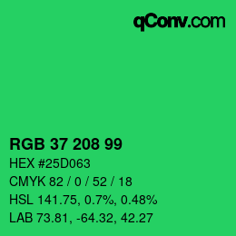 颜色代码: RGB 37 208 99 | qconv.com