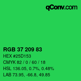 Color code: RGB 37 209 83 | qconv.com