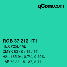 Color code: RGB 37 212 171 | qconv.com