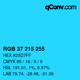 Color code: RGB 37 215 255 | qconv.com