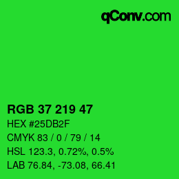 Color code: RGB 37 219 47 | qconv.com