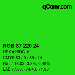 カラーコード: RGB 37 220 24 | qconv.com