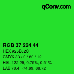 Color code: RGB 37 224 44 | qconv.com