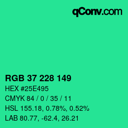 カラーコード: RGB 37 228 149 | qconv.com