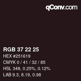 Farbcode: RGB 37 22 25 | qconv.com