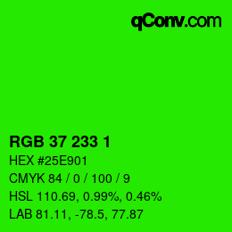 カラーコード: RGB 37 233 1 | qconv.com