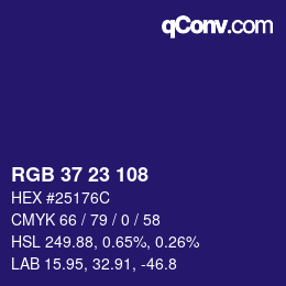 カラーコード: RGB 37 23 108 | qconv.com