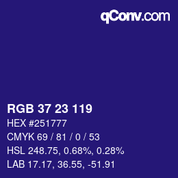 カラーコード: RGB 37 23 119 | qconv.com