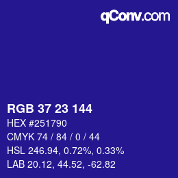 Color code: RGB 37 23 144 | qconv.com