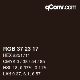 カラーコード: RGB 37 23 17 | qconv.com