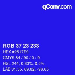 Color code: RGB 37 23 233 | qconv.com