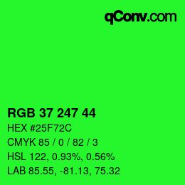 颜色代码: RGB 37 247 44 | qconv.com
