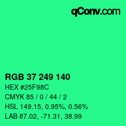 Color code: RGB 37 249 140 | qconv.com