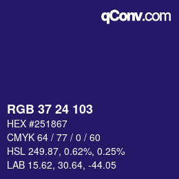 Color code: RGB 37 24 103 | qconv.com