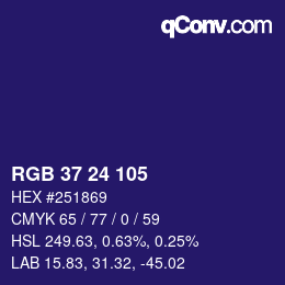 カラーコード: RGB 37 24 105 | qconv.com