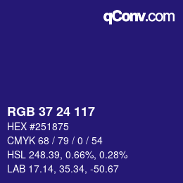 カラーコード: RGB 37 24 117 | qconv.com