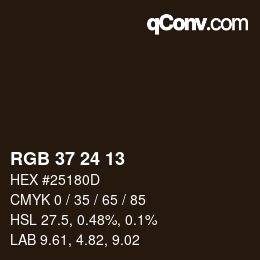 カラーコード: RGB 37 24 13 | qconv.com