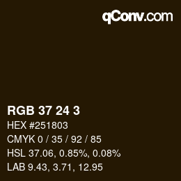 カラーコード: RGB 37 24 3 | qconv.com