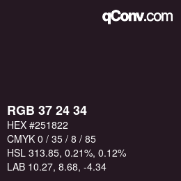 カラーコード: RGB 37 24 34 | qconv.com
