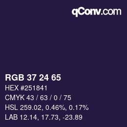 カラーコード: RGB 37 24 65 | qconv.com