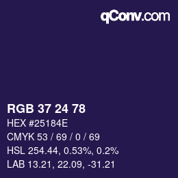 颜色代码: RGB 37 24 78 | qconv.com