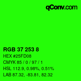 カラーコード: RGB 37 253 8 | qconv.com