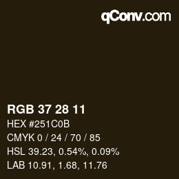 カラーコード: RGB 37 28 11 | qconv.com
