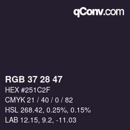 Color code: RGB 37 28 47 | qconv.com