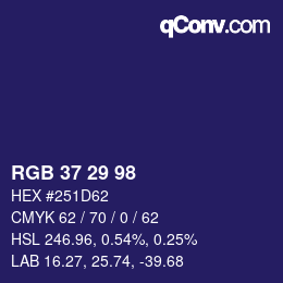 カラーコード: RGB 37 29 98 | qconv.com