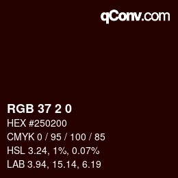 Color code: RGB 37 2 0 | qconv.com