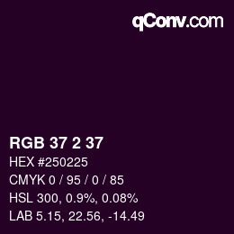 Color code: RGB 37 2 37 | qconv.com