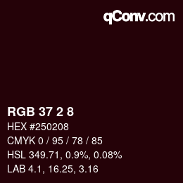 カラーコード: RGB 37 2 8 | qconv.com