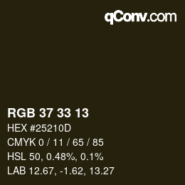 Farbcode: RGB 37 33 13 | qconv.com