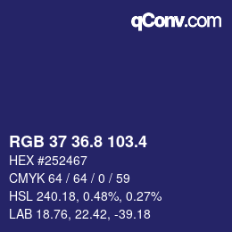 カラーコード: RGB 37 36.8 103.4 | qconv.com