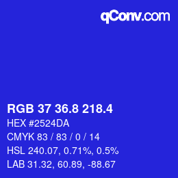 カラーコード: RGB 37 36.8 218.4 | qconv.com