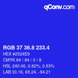 カラーコード: RGB 37 36.8 233.4 | qconv.com