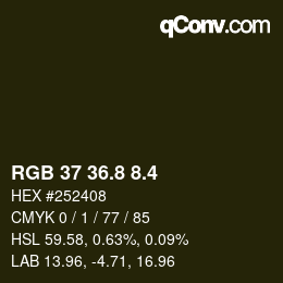 カラーコード: RGB 37 36.8 8.4 | qconv.com