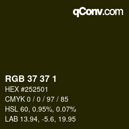 Color code: RGB 37 37 1 | qconv.com